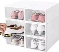 Kit 10 Caixas organizadora para guardar sapato sandália chinelo empilhável Sapateira Gaveta (Branca)