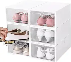 Kit 10 Caixas organizadora para guardar sapato sandália chinelo empilhável Sapateira Gaveta (Branca)