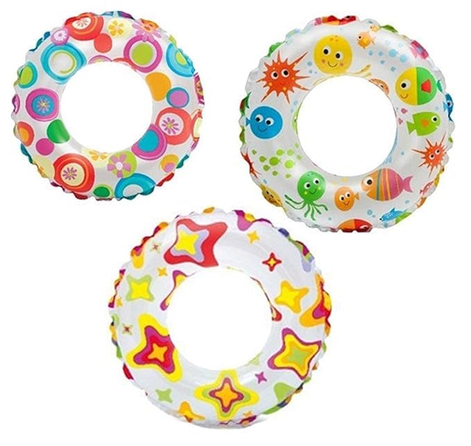 KRIDEZ Pool Party Adjustable Float Inflatable Swim Vest Safety Swimming Ring for Girls and Boys Swimming Ring Swim Tube(6-10 Year)(Size - 24''inch)(Multi Color)(1 PIC) 1