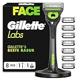 Gillette Labs Rasierer für Männer mit Reinigungs-Element, Herren Nassrasierer — Inkl. 1 Handstück, 8 Ersatzklingen und Magnetischer Dock