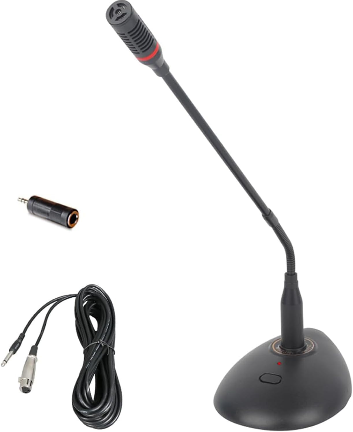 Desktop Gooseneck Condenser Microphone 18″ Podium Speakerphone XLR Mic with LED Indicator for Meetings Video Conferences Streaming Lectures Churches (UWE200B)