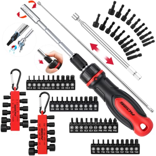 64-Piece Magnetic Ratchet Screwdriver Bit Set, Nut Driver Set, S2 Bits