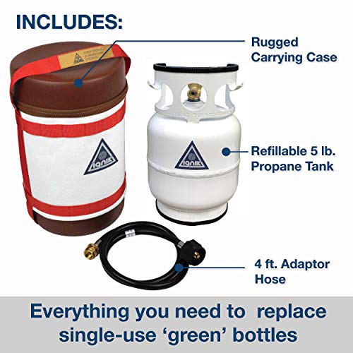 Ignik-Refillable-Gas-Growler-Deluxe-5-Pound-Propane-Tank-with-Carry-Case-and-Adapter-Hose