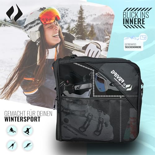 Foto von Driver13 Skistiefeltasche Bootbag mit Helmfach, Skischuh Tasche für Skischuhe und Snowboardboots, schwarz