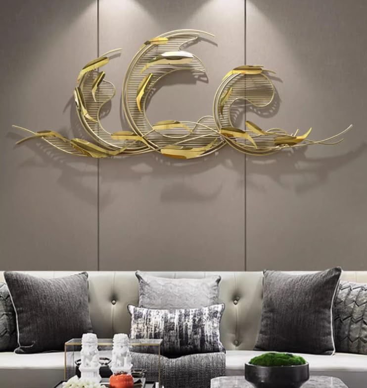 AZHKJKZH Decoración Pared Decoración De Pared Metal, Escultura Artística Pez Línea Abstracta, Piscina Para Baño Y Sala Estar Adornos Hogar