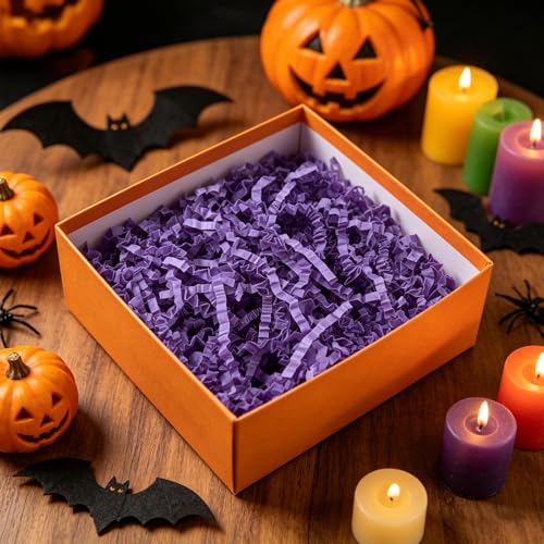 Image of Zankubom 1 /2LB Deep Purple Crinkle Cut Paper Shred Filler Great for Gift Wrapping, Deep Purple Basket Fillers, Birthday, Gift Wrapping, Halloween Thanksgiving Christmas Party Decor Filling Supplies