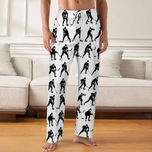 Hockey Players Mens Pajama Pants Print Lounge Pant PJ Bottoms Sleepwear Loungewear2