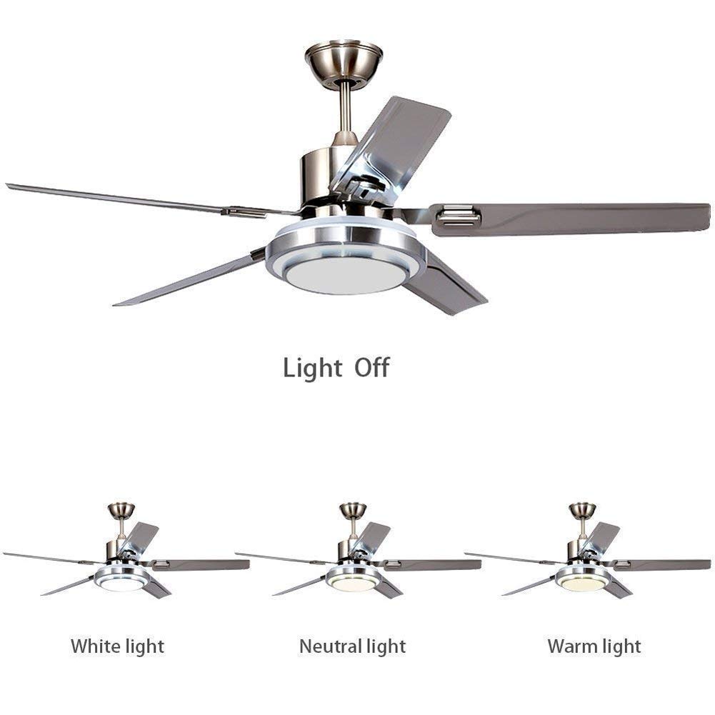 Ventilatore Da Soffitto Con Luci LED 42 Pollici - Acciaio Inossidabile, Telecomando, 5 Velocità, 3 Temperature Colore, Silenzioso, Per Interni/Esterni
