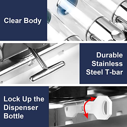 Imboxx 3 In 1 Shower Dispenser Wall Mounted Shampoo Dispenser Organizer For Shampoo Soap Conditioner Shower Gel With Stainless Steel Durable T-Bar For Bathroom Kitchen Hotel Toilet Label Gift Inside #TOP3