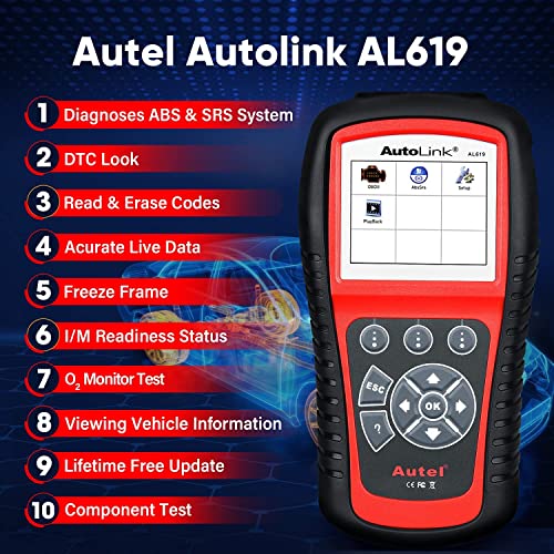 Autel AutoLink AL619 OBD2 Scanner | 2026 ABS/SRS/CAN Diagnostic Tool | Read/Erase Codes, Check Engine Light, OBDII Live Data & DTC Library | Upgrade for AL519, ML519, ML619 (Vehicle-Specific) - Image 3