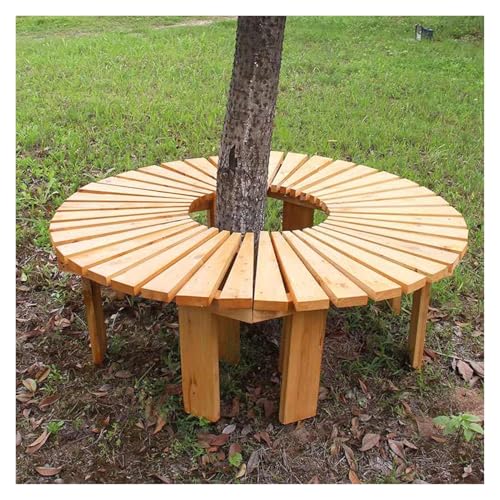 Banco redondo de madera para árbol para exteriores, silla de jardín, parque, soporte redondo para plantas sin respaldo, perfecto para patio y porche, fácil montaje (color 2)