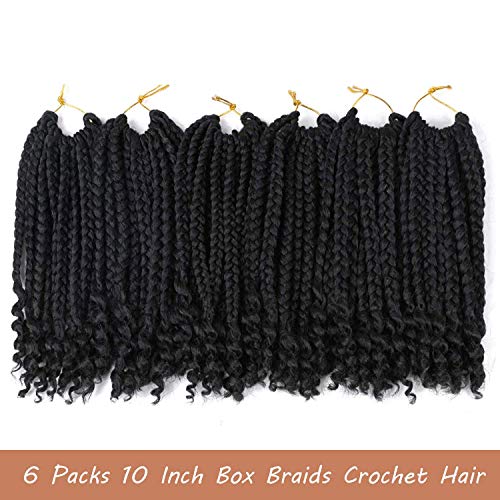 10 Inch Bob Box Braid Crochet Hair With Curly Ends 6 Packs Crochet Box Braids For Kids Crochet Box Braid Hair For Black Women (2#, 10 Inch) #TOP1
