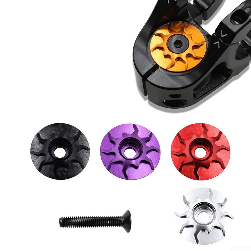 Coperchio Superiore per Serie sterzo per Bici in Lega di Alluminio CNC con bullone in Acciaio Inossidabile Compatibile con attacchi Manubrio Standard da 28 e 6 mm di Diametro (Nero)
