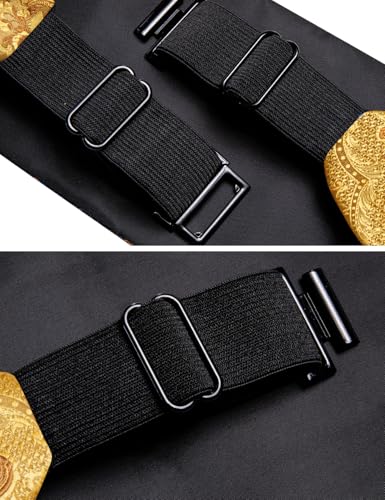 Image of YOHOWA Men Cummerbund Bow Tie Set Silk Paisley Formal Pre-Tied Bowtie Pocket Square Cufflinks Wedding Party Prom