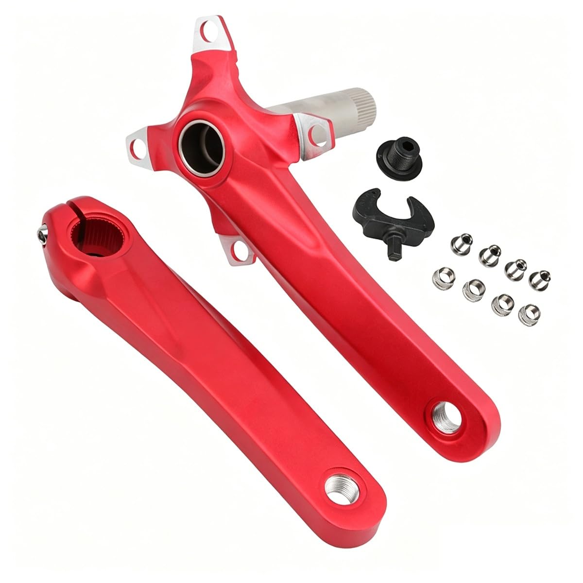 KANGXYSQ 170mm Bike Crank Arm Hollow Integrated Left Right Crank Arm Set Crank For Mountain Road Bike(Red)