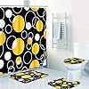 Amazon.com: Arttown Yellow Bathroom Set with Shower Curtain and Rugs ...