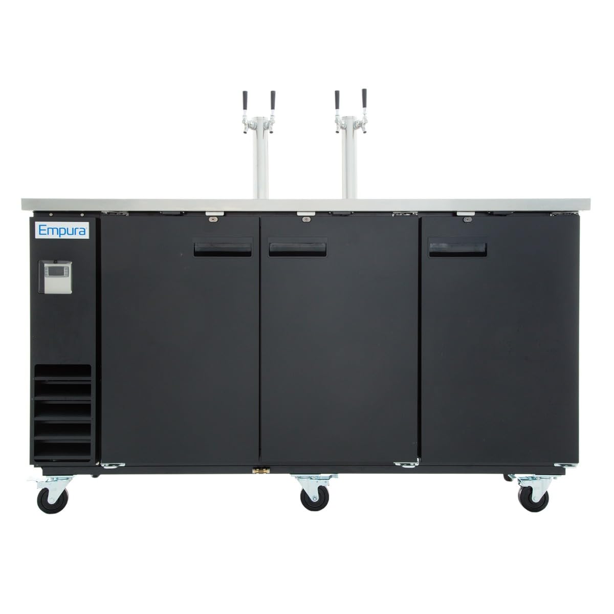 Empura 73" Dual Tap Beer Dispenser | Commercial Direct Draw Draft Kegerator for Restaurant Bar | (4) 1/2 Keg Capacity | 73.1"W x 24.4"D x 36.2"H,