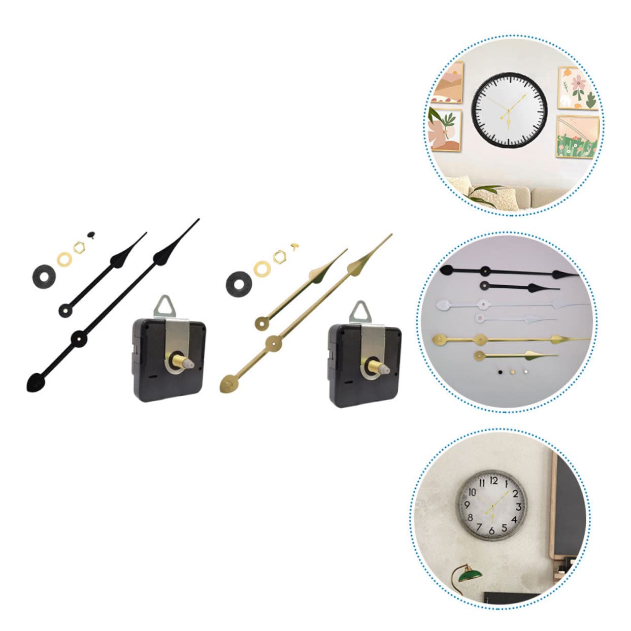 Lurrose 6 Sets DIY Uhrwerkmotor Schwarze Teile Uhrwerkersatz Geräuschlos Ersetzen Oder Machen Sie Ihre Eigene Uhr Vintage Uhr Kleines Uhrwerk Uhrwerk Uhrzeiger Kunststoff