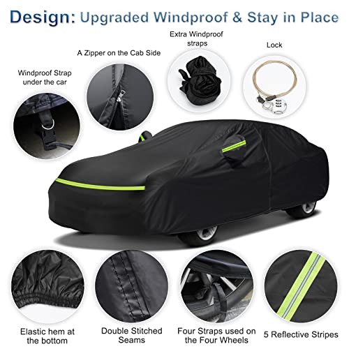 Image of Car Cover for Porsche Panamera 2014-2025 210T Polyester with Cotton Lining | Fits Panamera Sedan Sport Turismo 971 976, Waterproof All-Weather Heavy Duty Windproof Full Cover with Zipper, Storage Bag