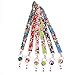 New Design Rose Flower Soft Cloth Lanyard with ID Holder Sets - 6 Set of Lanyard with Retractable Badge Reel and ID Card Holder (6xflower)