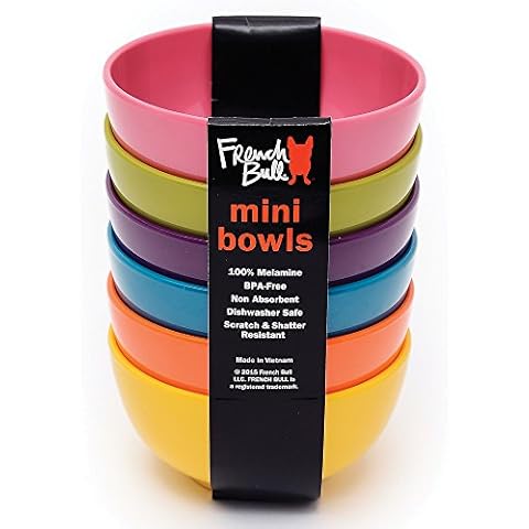 French Bull 72309 Melamine Mini, Cereal, Small Serving Bowl Set-Snack Pasta Salad Rice Soup Oatmeal Kids-Shatterproof, BPA Free, Dishwasher Safe, Solid Color Cover