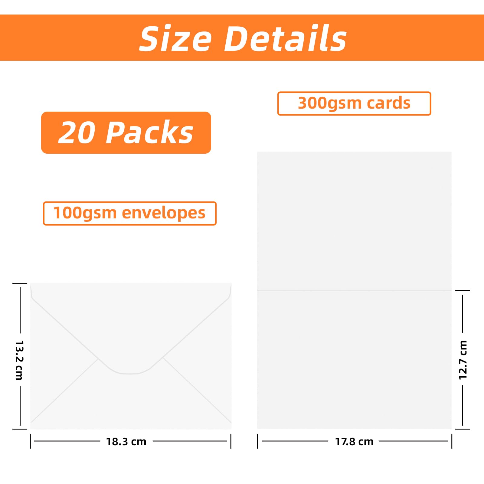 20 Pack 5x7 inch Blank White Greeting Cards and Envelopes - Image 2