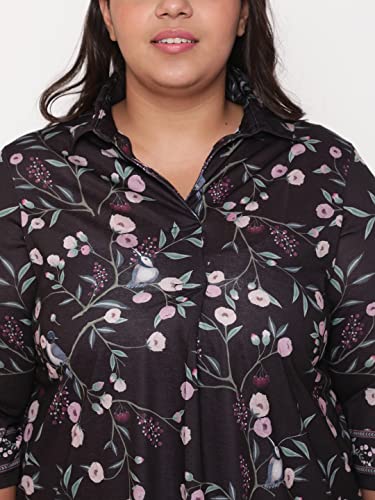 Image of AMYDUS Plus Size Women Printed Top | Centre Pleat for Tummy Flaws | Cloud Soft Fabric | Collared Neck | High-Low Hem | Complete Hip Coverage | Plus Size Tops for Women | L to 9XL