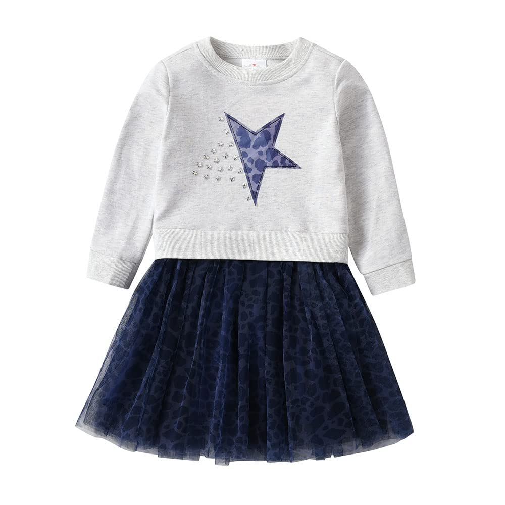 VIKITA Toddler Girls Sweatshirt Tutu Dress Soft Cotton Long Sleeve Party Tulle Dresses for Age 2-8 Years