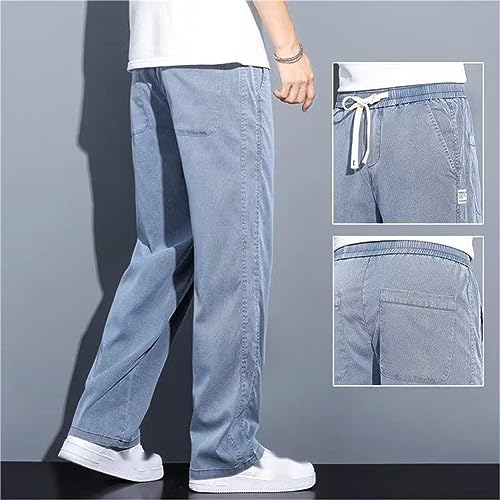 Men's Tencel Breathable Wide-Leg All-Match Casual Pants, Men's Elastic Loose Straight Pant3