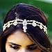 Yalice Indian Flower Head Chain Jewelry Gold Crystal Headband Elastic Goddess Headpieces Rhinestone Wedding Hair Chain Jewelry for Women(Gold-1)