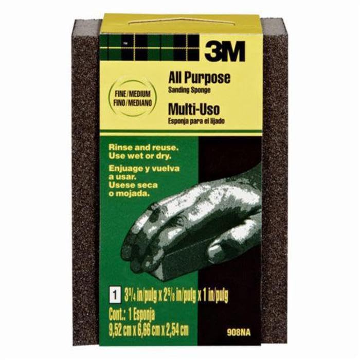 24-Pack of 3-3/4” x 2-5/8” x 1” 3M 908 All Purpose Sanding Sponge, Fine/Medium