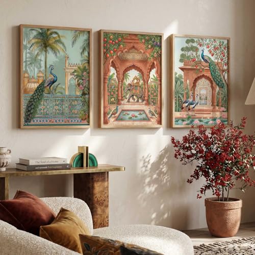Image of kotart Madhubani Art Wall Painting Traditional Home Decoration With Frame For Living Room Bed Room Hotel Wall Decor Digital Reprint Set of 3 (10X13 INCH)