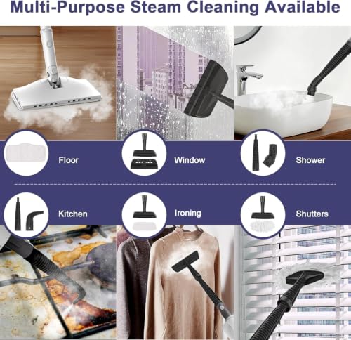 Image of 6-in-1 Steam Mop, 1200W Rotated Steam Cleaner for Home, 2 Modes, 400ML Removable Tank, 23FT Cord, 2 Washable Pads, Multi-Surface Steamer for Hard Floor, Laminate Floor, Tiles Cleaning (Bone White)