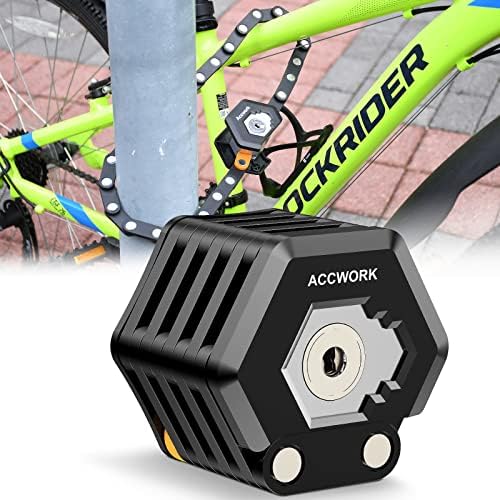 Accwork Folding Bike Lock, Anti-Theft Cycling Bicycle Lock High Security Bike Chain Locks Heavy Duty Alloy Steel with Mounting Bracket, 3 Keys for Mountain Bikes and Electric Scooter, Unfolds to 85cm