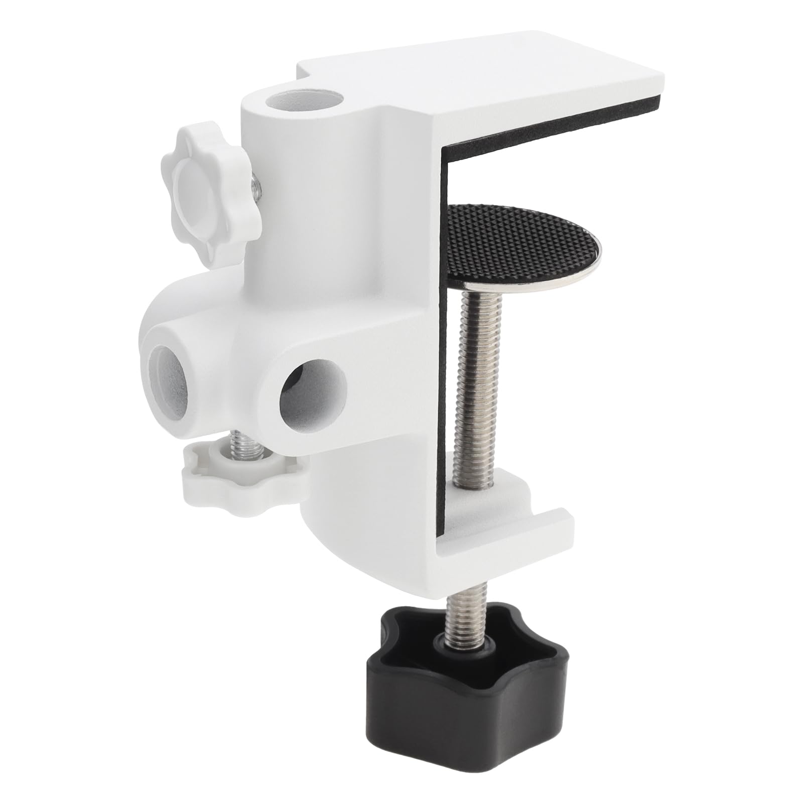 RTNLIT Desk Lamp Clamp, 1/2 inches 4 Hole Metal Table Mounting Clamp, Universal C Clamp for Magnifying Light/Microphone/Boom Scissor Arm, Fits up to 2-1/2 inches Desktop Thickness(White)