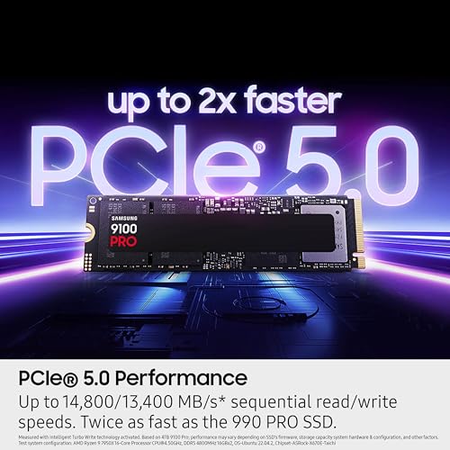 Image of Samsung SSD 9100 PRO 8TB, PCIe 5.0x4 M.2 2280, Seq. Read Speeds Up to 14,800MB /s, Best for AI Computing, Gaming, and Heavy Duty Workstations (MZ VAP8T0B /AM)