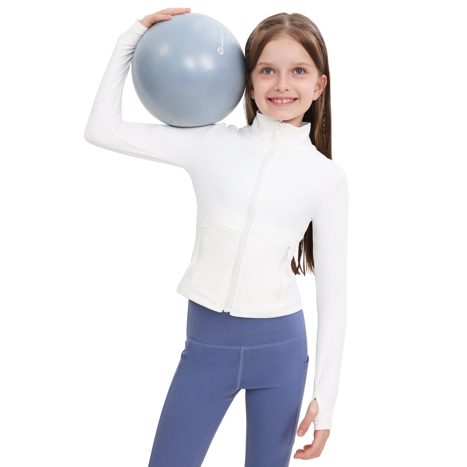B&GCozy Girls Zip Up Jacket Horse Riding Shirts Athletic Yoga Lightweight Jackets for Girl 6-15 Years