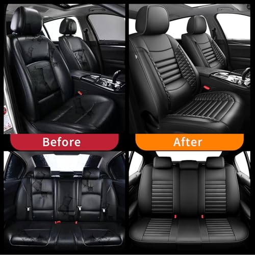 Image of Fit Impreza Car Seat Covers for Subaru Impreza 2004-2024 2025 2026 - Upgraded Premium Waterproof & Breathable Leather, Airbag Compatible, All-Weather Seat Cushion Protector (Full Set, Black)