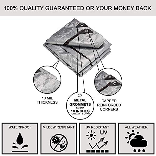 image for KING-A-MA-JIGS (2 Pack) 10x12 Heavy Duty Tarp, Waterproof Plastic Poly