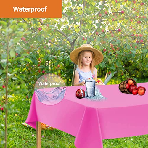 Image of Party Dimensions Pink Disposable Plastic Tablecloth for Rectangle Tables (48 Pack) Premium Decorative Table Cloths for Parties, Events & Weddings, Indoors & Outdoors, 54 x 108 inches