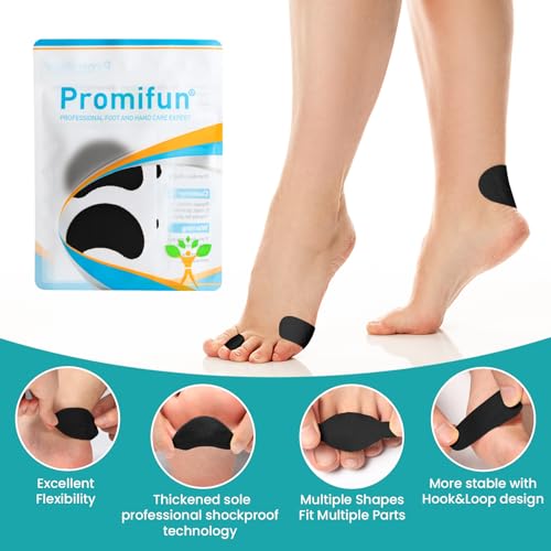 Image of Promifun Moleskin Strips with Adhesive Blister Prevention Pads,Black 24 Pcs