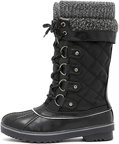 DREAM PAIRS Women's Mid-Calf Waterproof Winter Snow Boots MONTE_02,Size 6,Black,MONTE_02
