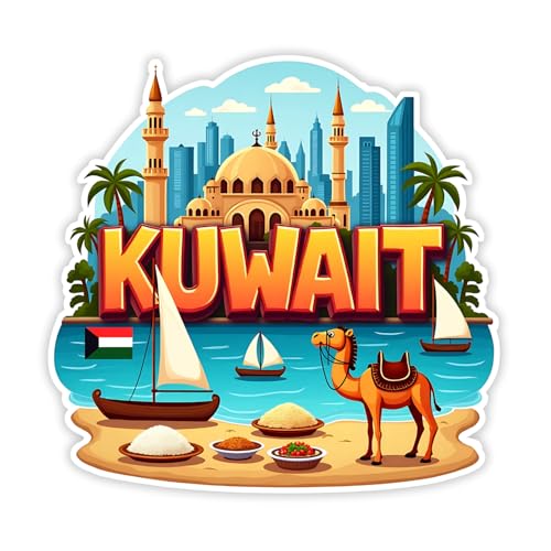 Image of Naxon Kuwait Country Theme Souvenir Wooden Refrigerator Stylish Fridge Magnet - Fridge Decoration Magnet for Kitchen & Home Decor | Perfect Souvenir Gift | Size 3x3 Inches | Pack of 1