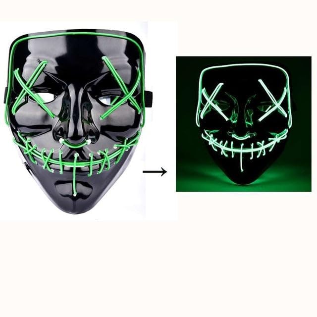 Image of Neon LED Light-Up Mask for Halloween, Rave & Bachelor Party | Glow in the Dark Face Mask | Perfect Costume Accessory