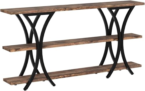 Miniatura 5 de Tribesigns Mesa consola estrecha de 70.8 pulgadas, mesa de sofá larga con estantes de almacenamiento de 3 niveles para entrada, pasillo, sala de