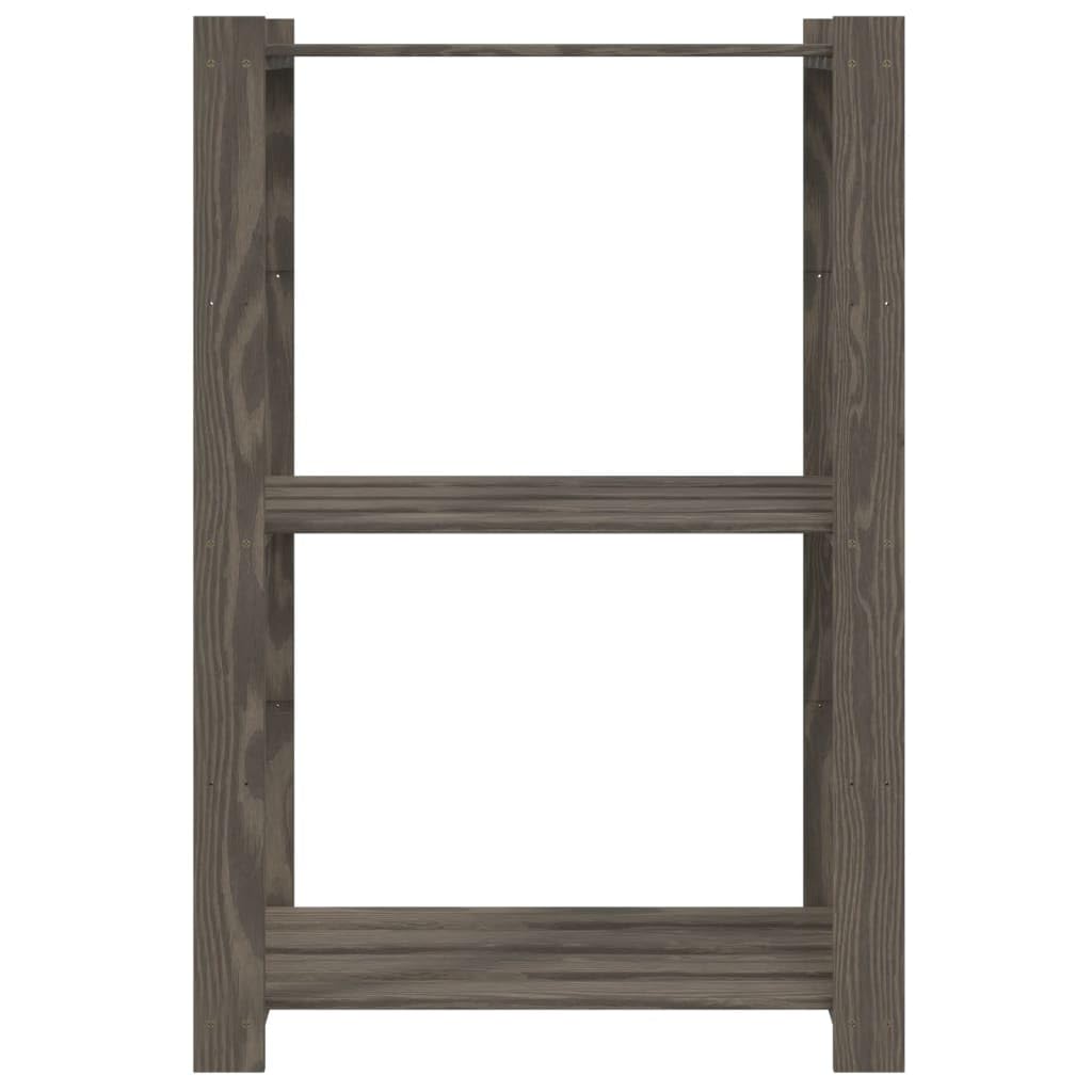 Estantería de 3 Niveles Madera Maciza Pino Gris 60x38x90 cm, Estanterias Almacenaje, Estanterias Trastero, Estanterias para Garaje, Estantes para Herramientas, Estanteria Almacen - 373387