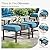 Sophia & William Patio Furniture Sets for 9 with 45" Gas Fire Pit Table Outdoor Conversation Sets, 2xSofa Chairs, 2xSwivel Cushion Chairs, 1x3-Seat Sofa, 2xOttomans for Porch Poolside Peacock Blue