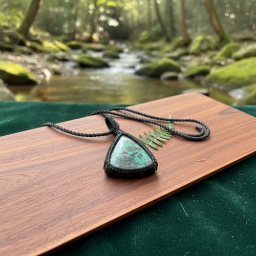 Chrysocolle naturelle pendentif trilon avec cordon en cuir - 2
