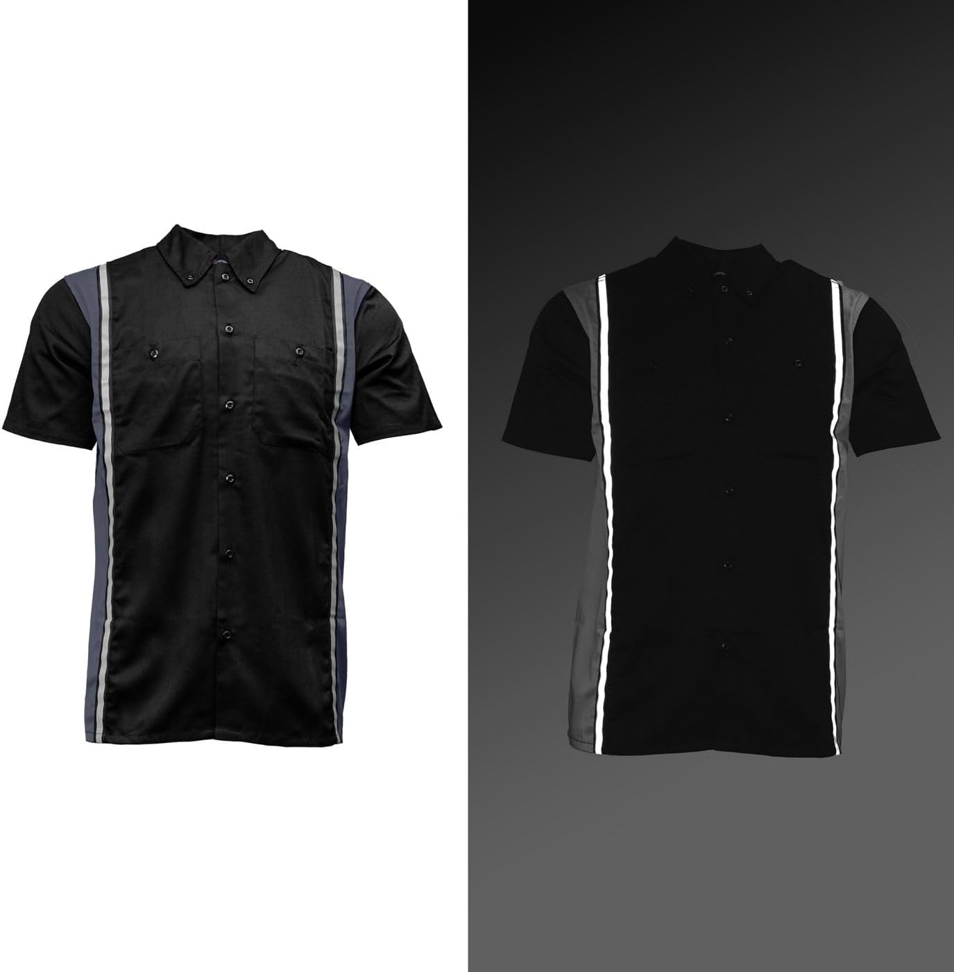 Milwaukee Motorcycle Clothing Co. MDM11608 Men's Classic Black and Grey Button Up Mechanic Shirt w/Reflective Stripe - Image 6