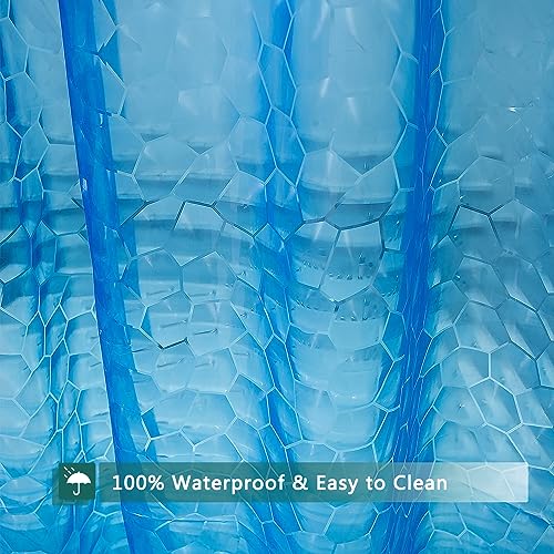 jssablo Blue Shower Curtain Liner, 100% Waterproof EVA 3D Shower Curtains with 3 Duty Heavy Bottom Magnets and 12 Rust Proof Grommets, 72x72 Weighted Shower Liner for Shower Stall, Bathtubs